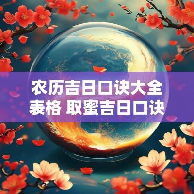 农历吉日口诀大全表格 取蜜吉日口诀大全
