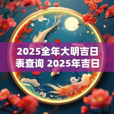 2025全年大明吉日表查询 2025年吉日查询