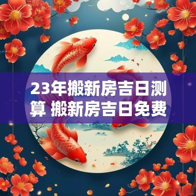 23年搬新房吉日测算 搬新房吉日免费测算