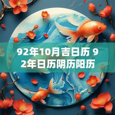 92年10月吉日历 92年日历阴历阳历