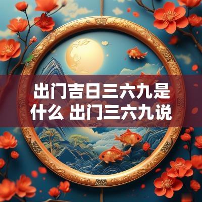 出门吉日三六九是什么 出门三六九说法