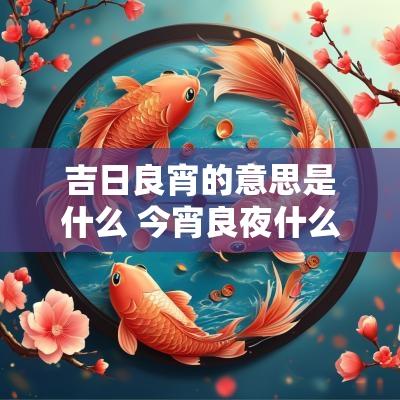 吉日良宵的意思是什么 今宵良夜什么意思