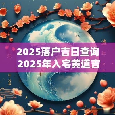2025落户吉日查询 2025年入宅黄道吉日
