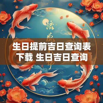 生日提前吉日查询表下载 生日吉日查询