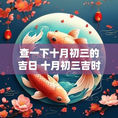 查一下十月初三的吉日 十月初三吉时