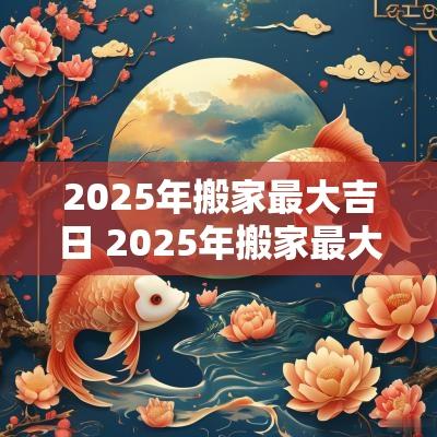 2025年搬家最大吉日 2025年搬家最大吉日是哪天