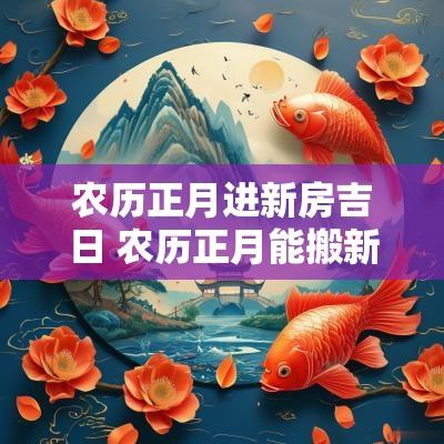 农历正月进新房吉日 农历正月能搬新房吗