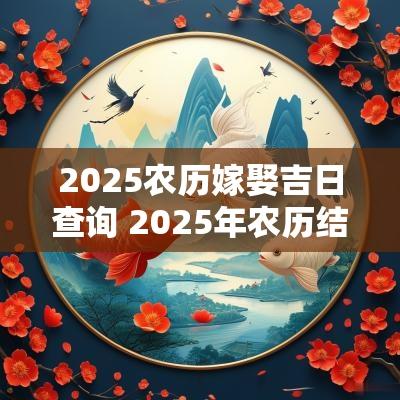 2025农历嫁娶吉日查询 2025年农历结婚嫁娶择日大全