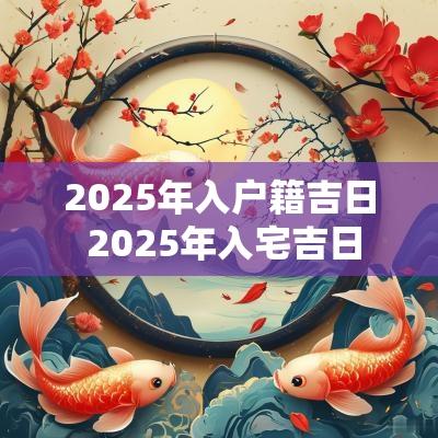 2025年入户籍吉日 2025年入宅吉日