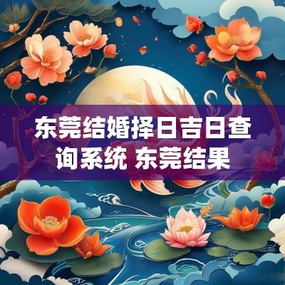 东莞结婚择日吉日查询系统 东莞结果