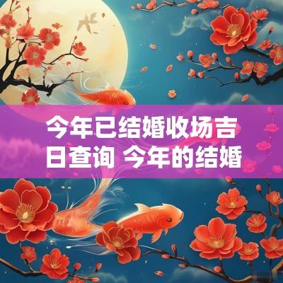 今年已结婚收场吉日查询 今年的结婚吉日查询
