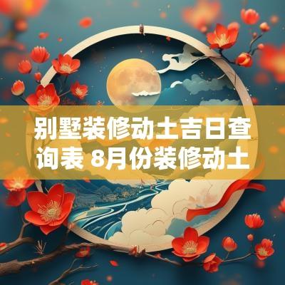 别墅装修动土吉日查询表 8月份装修动土吉日查询