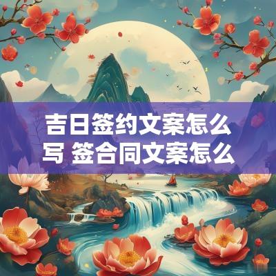 吉日签约文案怎么写 签合同文案怎么写好