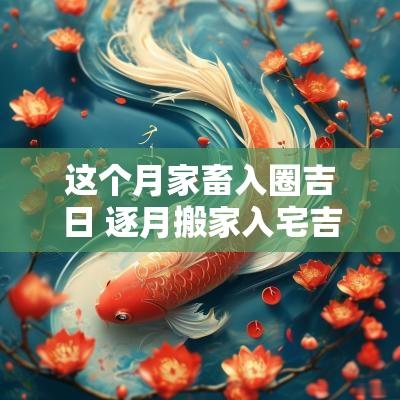 这个月家畜入圈吉日 逐月搬家入宅吉日