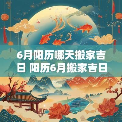 6月阳历哪天搬家吉日 阳历6月搬家吉日
