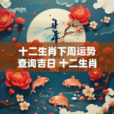 十二生肖下周运势查询吉日 十二生肖一周运势查询
