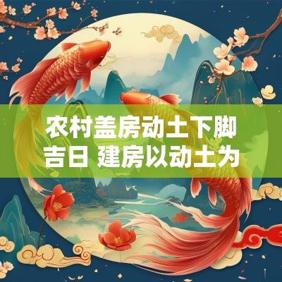 农村盖房动土下脚吉日 建房以动土为准还是下脚为准