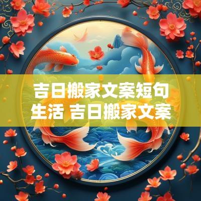 吉日搬家文案短句生活 吉日搬家文案短句生活祝福语