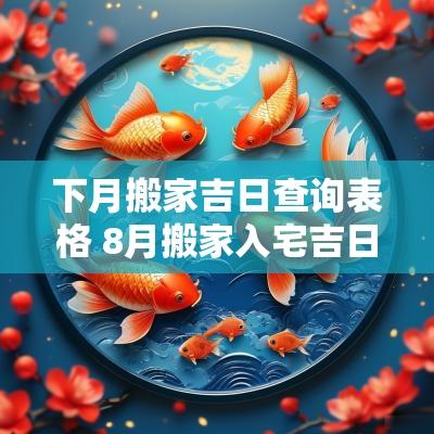 下月搬家吉日查询表格 8月搬家入宅吉日查询