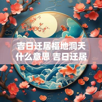 吉日迁居福地洞天什么意思 吉日迁居是什么意思