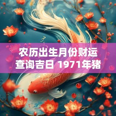 农历出生月份财运查询吉日 1971年猪农历几月份出生的财运好