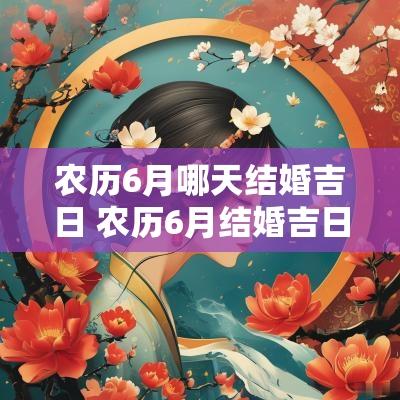 农历6月哪天结婚吉日 农历6月结婚吉日
