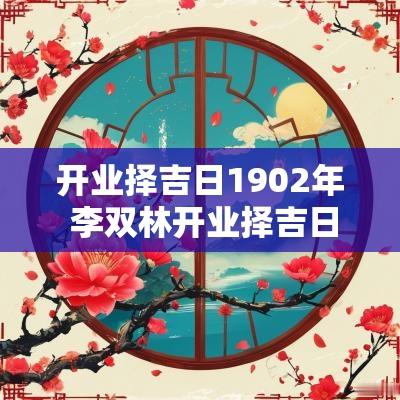 开业择吉日1902年 李双林开业择吉日方法