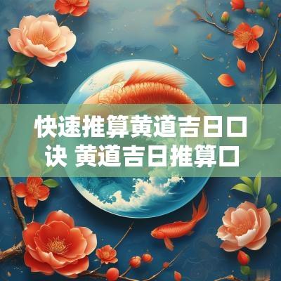 快速推算黄道吉日口诀 黄道吉日推算口诀大全