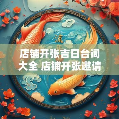 店铺开张吉日台词大全 店铺开张邀请语