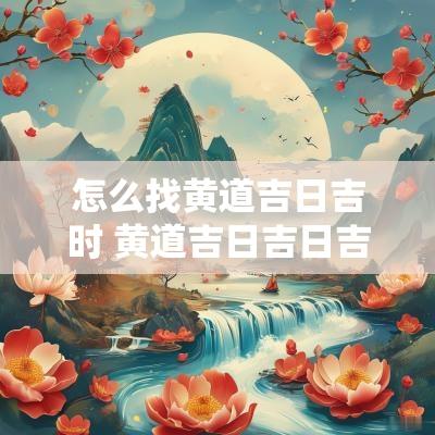 怎么找黄道吉日吉时 黄道吉日吉日吉时查询
