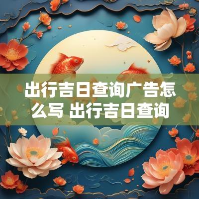 出行吉日查询广告怎么写 出行吉日查询老黄历