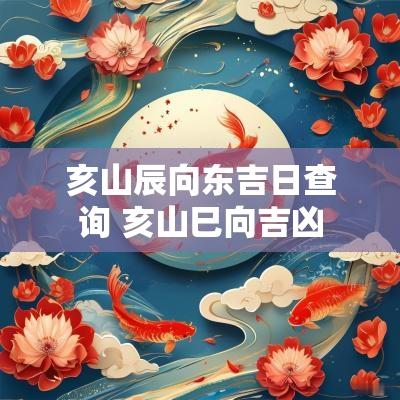 亥山辰向东吉日查询 亥山巳向吉凶