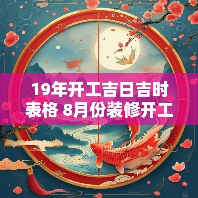 19年开工吉日吉时表格 8月份装修开工吉日吉时