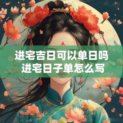 进宅吉日可以单日吗 进宅日子单怎么写
