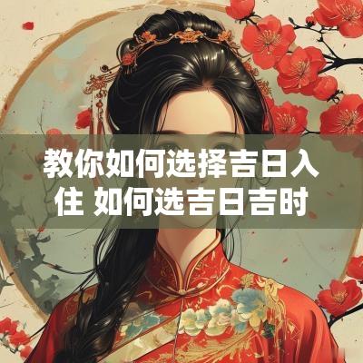 教你如何选择吉日入住 如何选吉日吉时最准确