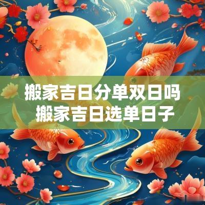 搬家吉日分单双日吗 搬家吉日选单日子好还是双日子好