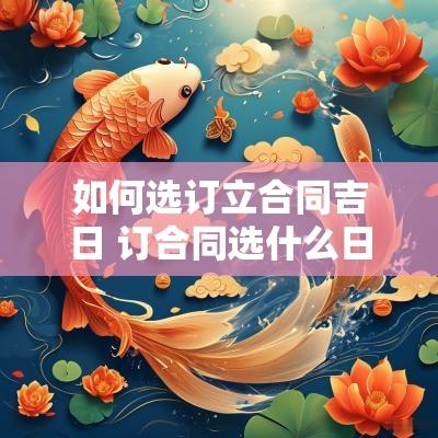 如何选订立合同吉日 订合同选什么日子好