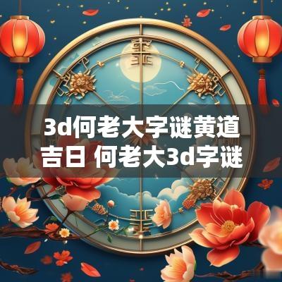 3d何老大字谜黄道吉日 何老大3d字谜主办方