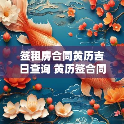 签租房合同黄历吉日查询 黄历签合同好日子