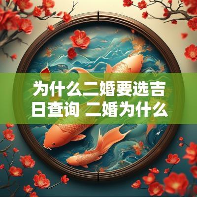 为什么二婚要选吉日查询 二婚为什么不能摆酒