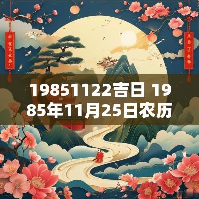 19851122吉日 1985年11月25日农历的阳历