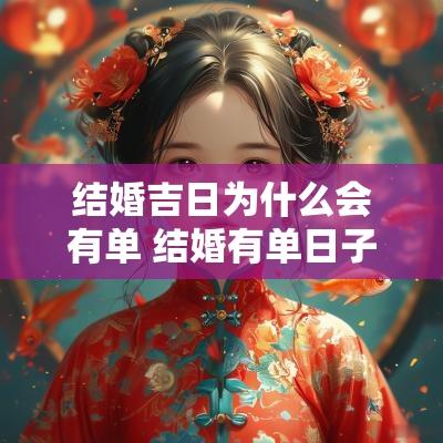 结婚吉日为什么会有单 结婚有单日子结婚的吗