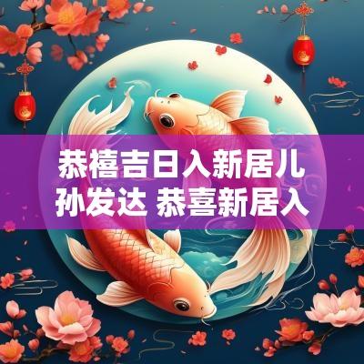 恭禧吉日入新居儿孙发达 恭喜新居入宅的吉祥话