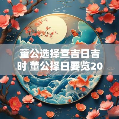 董公选择查吉日吉时 董公择日要览2025
