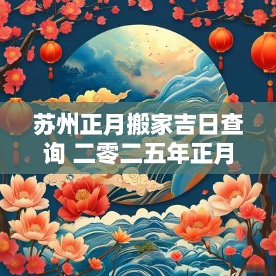 苏州正月搬家吉日查询 二零二五年正月搬家吉日