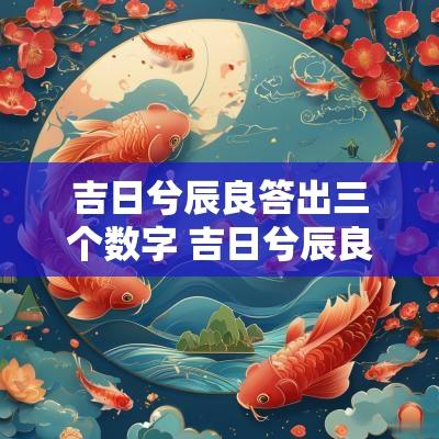 吉日兮辰良答出三个数字 吉日兮辰良日谓甲乙