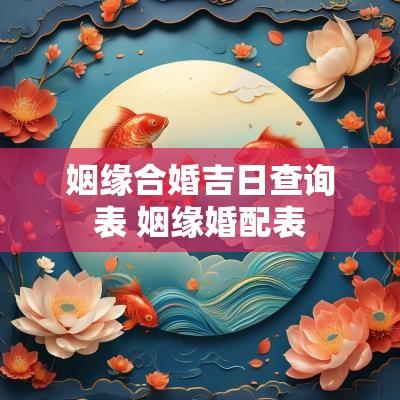 姻缘合婚吉日查询表 姻缘婚配表