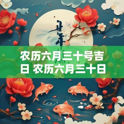 农历六月三十号吉日 农历六月三十日是黄道吉日吗