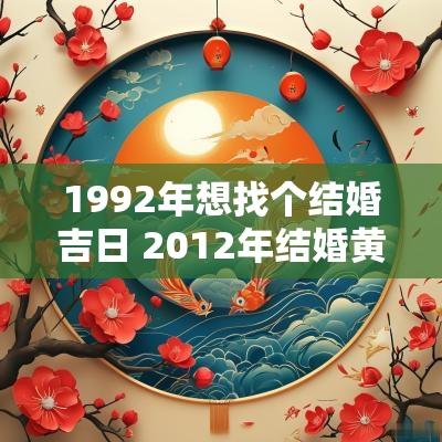 1992年想找个结婚吉日 2012年结婚黄道吉日表