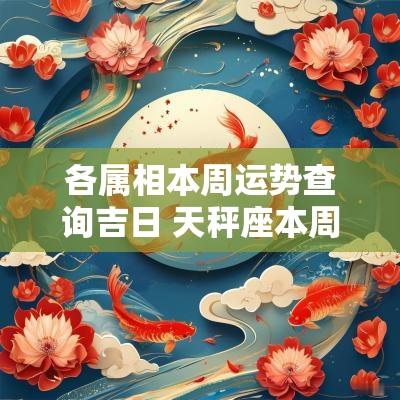 各属相本周运势查询吉日 天秤座本周吉日运势查询